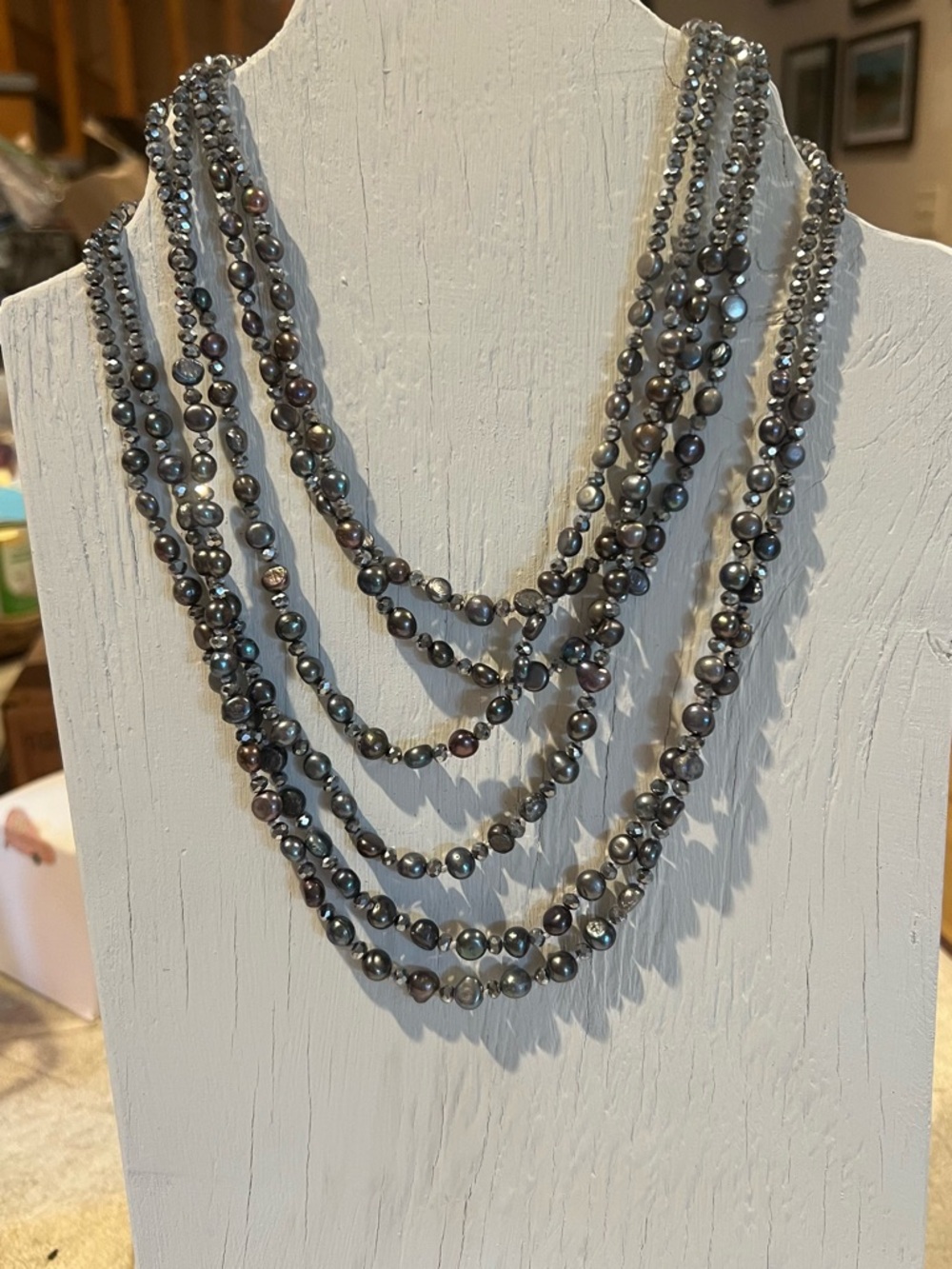 Multi-Strand Gray Pearl Necklace - Women Jewelry